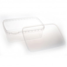 Rectangular container with safety lock 500ml and lid, transparent PP