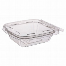 Rectangular container 250ml 145*120*40mm with hermetic lid and safety lock, transparent RPET