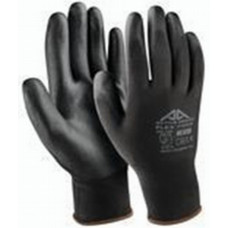 Work gloves, tricot with PU coating, black, size 10(XL)