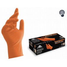 Work gloves, nitrile, thick, powder-free, orange, size M