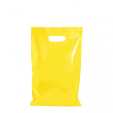 Väljalõigatud käepidemega kott 38x45+5 cm, kollane LDPE