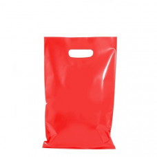 Väljalõigatud käepidemega kott 38x45+5 cm, punane LDPE