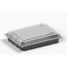 Sushi tray 245*178*57mm black with transparent lid, RPET