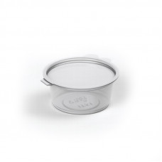 Souce cup  with hinged lid, transparent  RPET