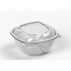 Round container 500ml 125*125*82mm with hinged lid, transparent RPET