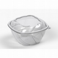 Round container 750ml 135*135*90mm with hinged lid, transparent RPET