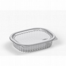 Oval container 350ml 140*110*37mm with hinged lid, transparent RPET