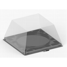 Ruudukujuline kooginõu 172*172*100mm must läbipaistva kaanega, RPET