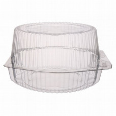 Round container 180*190*105mm hinged lid, transparent RPET (PET)