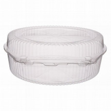 Round container 225*240*80mm hinged lid, transparent RPET (PET)