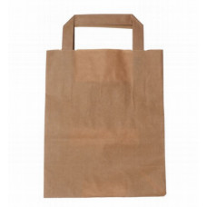 Paper bag 180x80x220mm, brown, flat handle