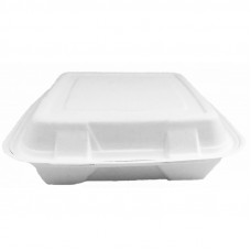 ECO sugarcane Lunch box 229*155*76.5mm white sugarcane