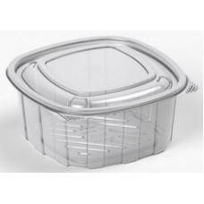 Rectangular container 750ml 135*135*79mm with hinged lid, transparent RPET